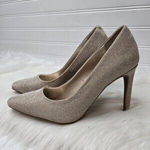 Jennifer Lopez Gold Metallic Heels Women's Shoes Size 6M Leather - 4" Heel EUC